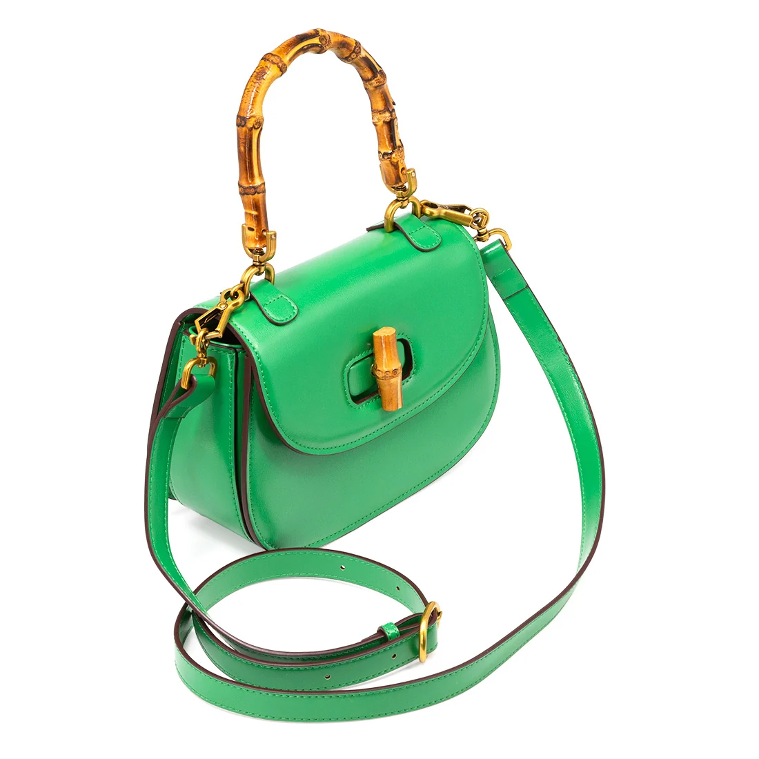 Bamboo Handle Leather Purse - Image 4