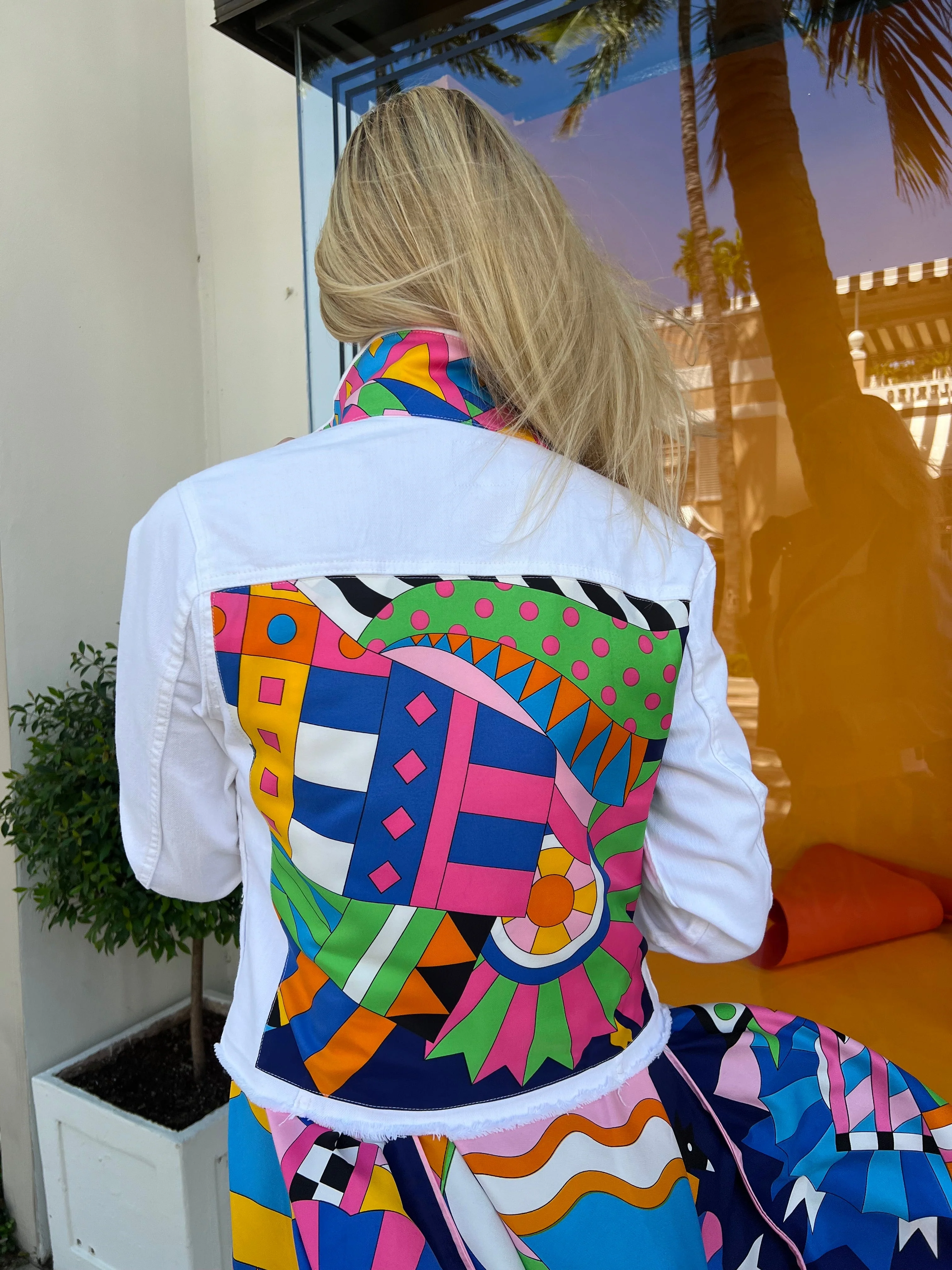 The White Denim Jacket / Blue Pucci - Image 3